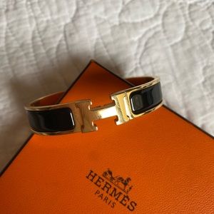 Hermes Clic H bracelet in Noir and Gold